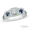 Thumbnail Image 0 of 7/8 CT. T.W. Diamond and Blue Sapphire Past Present Future® Ring in 14K White Gold