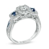 7/8 CT. T.W. Diamond and Blue Sapphire Past Present Future® Ring in 14K White Gold