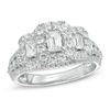 Thumbnail Image 0 of 1-1/2 CT. T.W. Certified Emerald-Cut Diamond Past Present Future® Ring in 14K White Gold (I/I1)