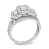 Thumbnail Image 1 of 1-1/2 CT. T.W. Certified Emerald-Cut Diamond Past Present Future® Ring in 14K White Gold (I/I1)