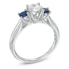 Thumbnail Image 1 of 1/2 CT. T.W. Diamond and Blue Sapphire Past Present Future® Engagement Ring in 14K White Gold