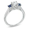 Thumbnail Image 1 of 1/2 CT. T.W. Diamond and Blue Sapphire Past Present Future® Engagement Ring in 14K White Gold