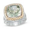 Thumbnail Image 0 of Cushion-Cut Green Quartz Ring in Sterling Silver and 14K Gold