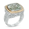Thumbnail Image 1 of Cushion-Cut Green Quartz Ring in Sterling Silver and 14K Gold