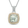 Thumbnail Image 1 of Cushion-Cut Green Quartz Pendant in Sterling Silver and 14K Gold