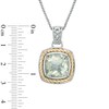 Thumbnail Image 2 of Cushion-Cut Green Quartz Pendant in Sterling Silver and 14K Gold