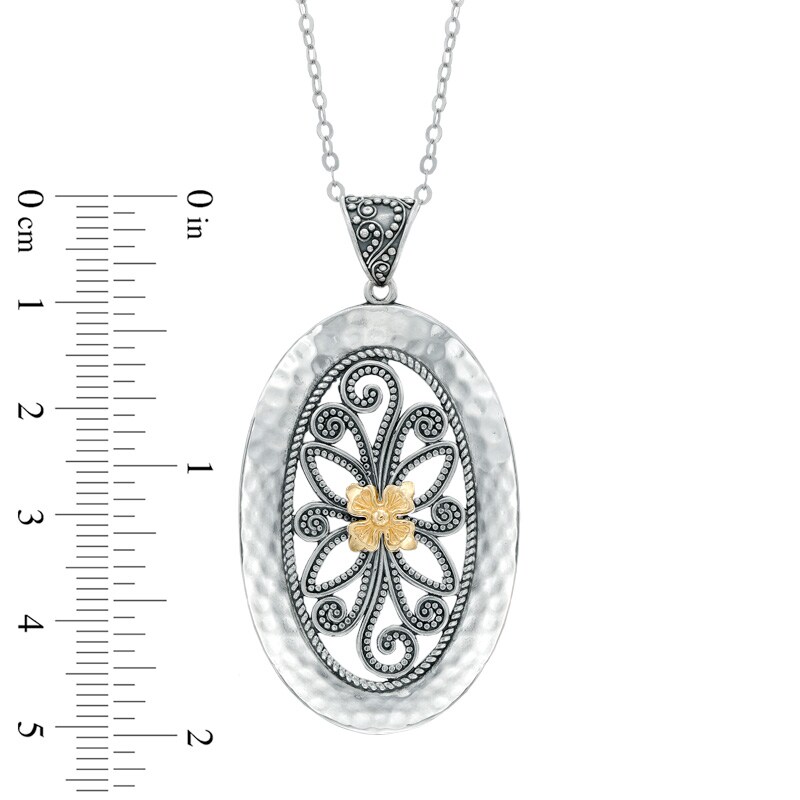 Main Image 2 of Oval Pendant in Sterling Silver and 14K Gold