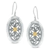 Oval Drop Earrings in Sterling Silver and 14K Gold