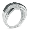 Thumbnail Image 1 of 1/2 CT. T.W. Enhanced Black and White Diamond Bypass Ring in Sterling Silver