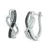 Thumbnail Image 0 of 1/4 CT. T.W. Enhanced Black and White Diamond Wave Hoop Earrings in Sterling Silver