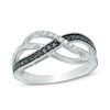 1/4 CT. T.W. Enhanced Black and White Diamond Wave Ring in Sterling Silver