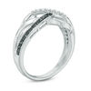 Thumbnail Image 1 of 1/4 CT. T.W. Enhanced Black and White Diamond Wave Ring in Sterling Silver