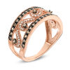 Thumbnail Image 2 of 1/3 CT. T.W. Champagne and White Diamond Vintage-Style Scroll Band in 10K Rose Gold