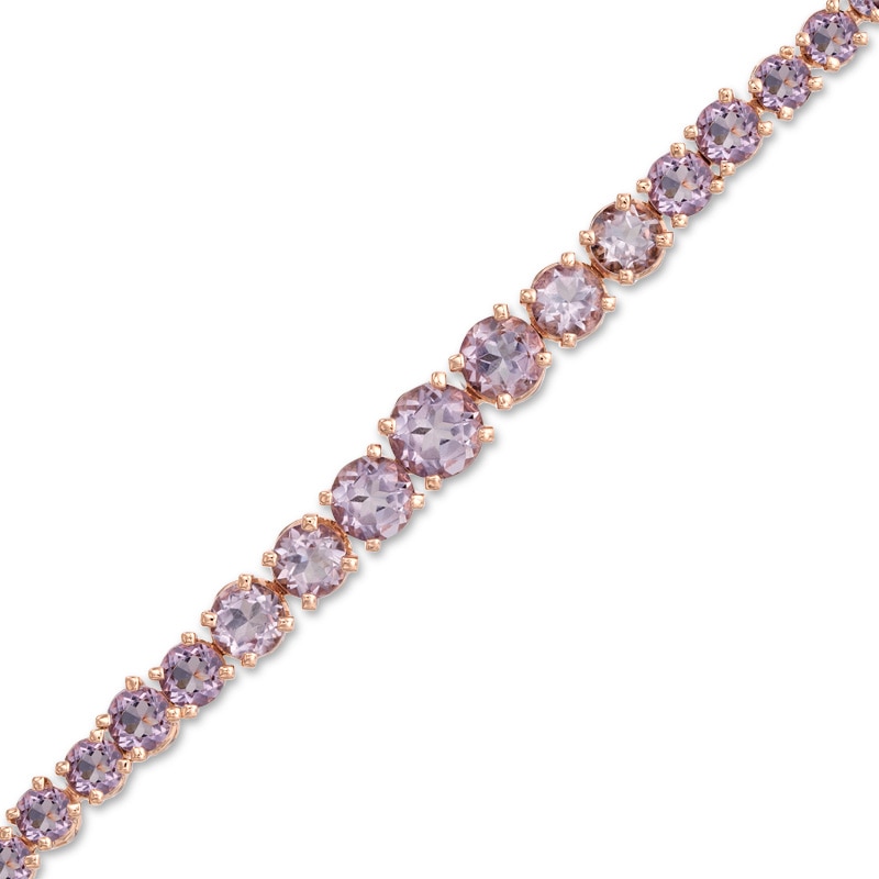 Main Image 1 of Amethyst Graduated Tennis Bracelet in Sterling Silver with 18K Rose Gold Plate - 7.25"