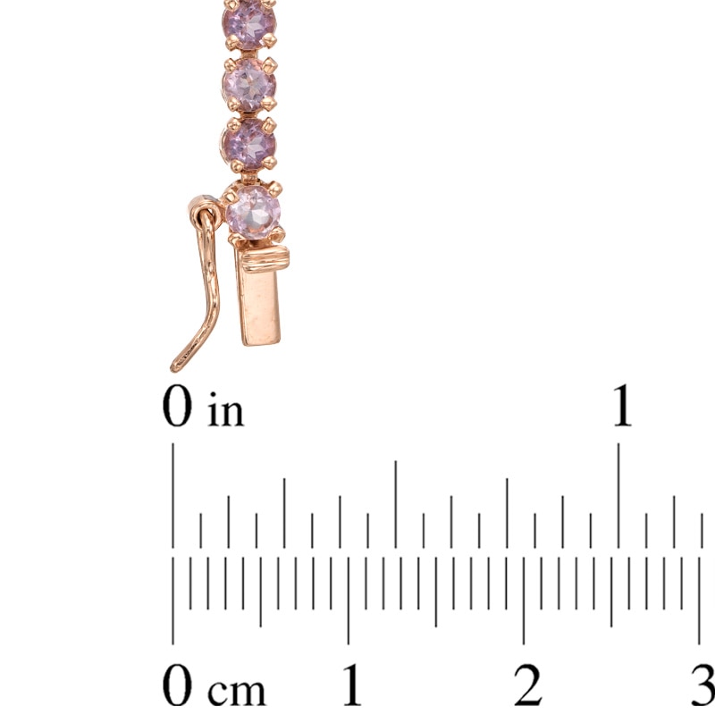 Main Image 2 of Amethyst Graduated Tennis Bracelet in Sterling Silver with 18K Rose Gold Plate - 7.25"
