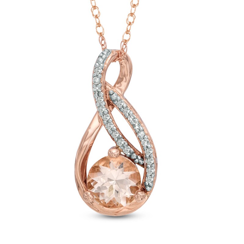 6.0mm Morganite and Diamond Accent Pendant in 10K Rose Gold