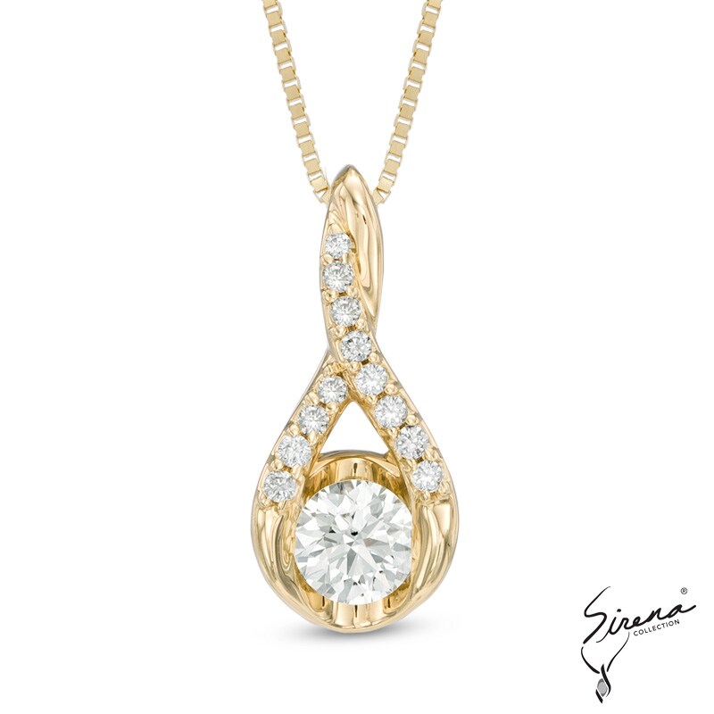 Main Image 1 of Sirena™ 3/8 CT. T.W. Diamond Twisting Teardrop Pendant in 14K Gold