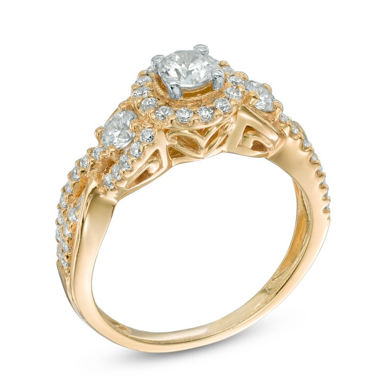 Main Image 2 of 1 CT. T.W. Diamond Past Present Future® Twist Ring in 14K Gold