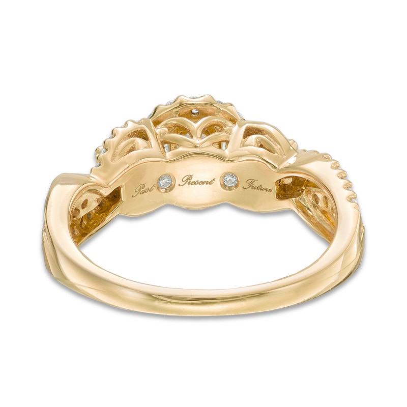 Main Image 3 of 1 CT. T.W. Diamond Past Present Future® Twist Ring in 14K Gold