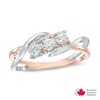 Thumbnail Image 0 of 1/2 CT. T.W. Certified Canadian Diamond Three Stone Bypass Ring in 14K Two-Tone Gold (I/I2)