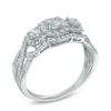 Thumbnail Image 1 of 1 CT. T.W. Certified Canadian Diamond Twist Frame Three Stone Ring in 14K White Gold (I/I2)