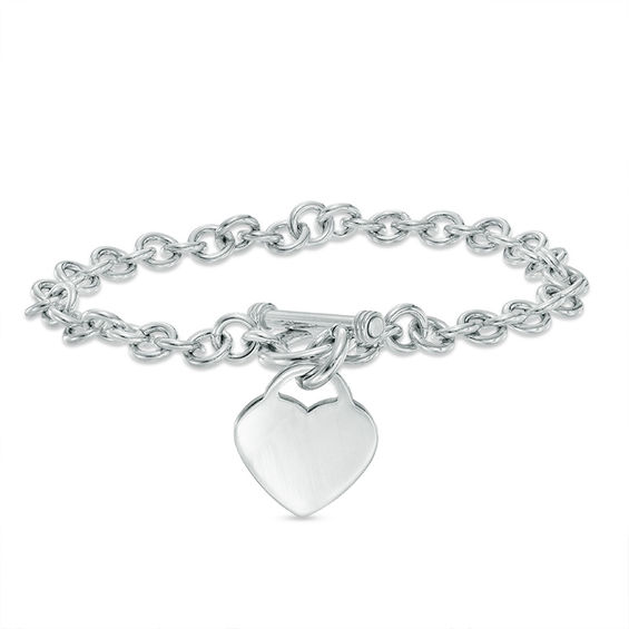 Heart Charm Toggle Bracelet in Sterling Silver - 7.25 Heart Charm Toggle Bracelet in Sterling Silver - 7.25