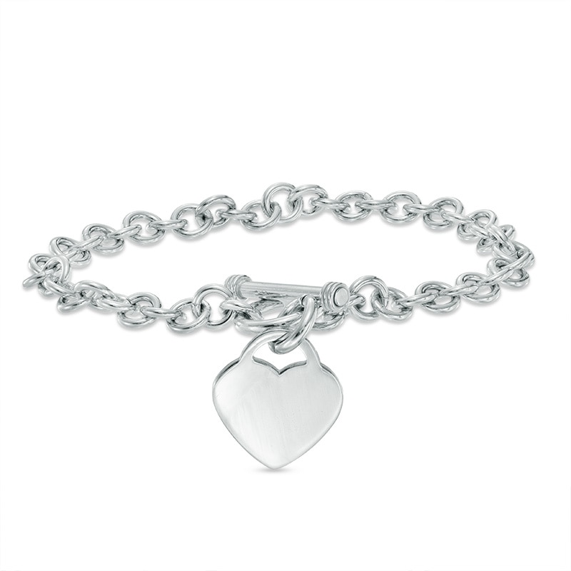 Monogrammed .925 Sterling Silver Toggle Link Charm Bracelet 