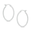 Thumbnail Image 0 of 25.4mm Shimmer Beaded Hoop Earrings in Sterling Silver