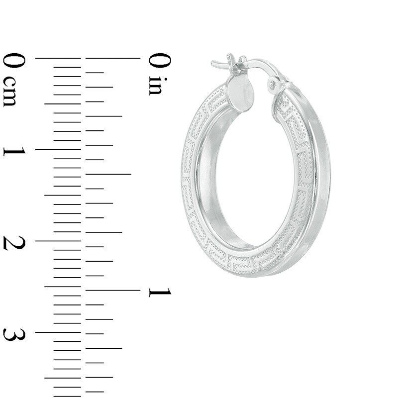 22mm Greek Key Hoop Earrings in Sterling Silver