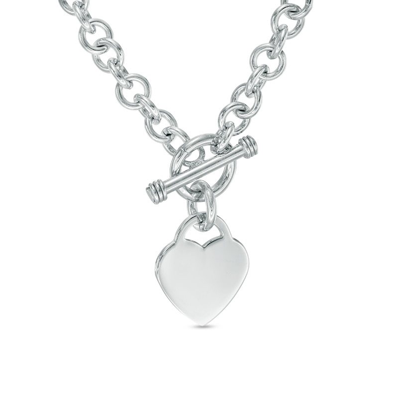 Main Image 1 of Heart Charm Toggle Necklace in Sterling Silver
