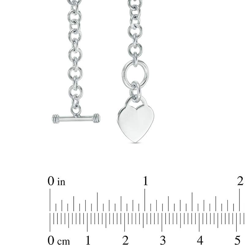 Main Image 2 of Heart Charm Toggle Necklace in Sterling Silver