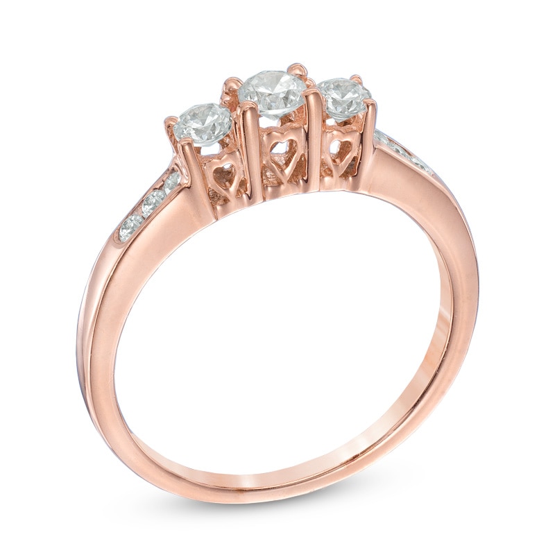 Main Image 2 of 1/2 CT. T.W. Diamond Past Present Future® Ring in 14K Rose Gold