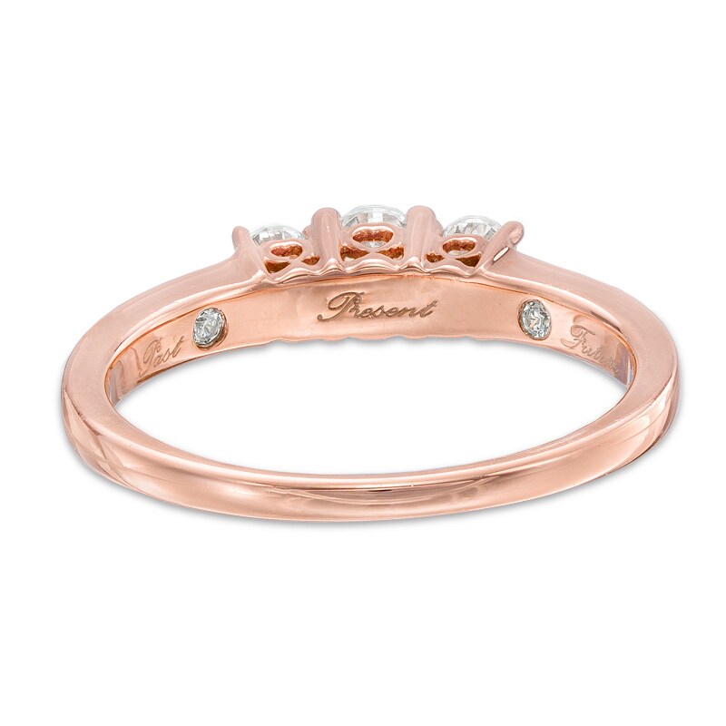 Main Image 3 of 1/2 CT. T.W. Diamond Past Present Future® Ring in 14K Rose Gold