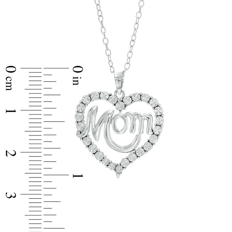 Diamond Accent "Mom" Heart Pendant in Sterling Silver
