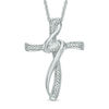 Thumbnail Image 0 of 1/10 CT. T.W. Diamond Bypass Cross Pendant in Sterling Silver