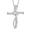 Thumbnail Image 1 of 1/10 CT. T.W. Diamond Bypass Cross Pendant in Sterling Silver