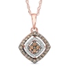 Thumbnail Image 1 of 1/4 CT. T.W. Champagne and White Composite Diamond Tilted Double Square Frame Pendant in 10K Rose Gold