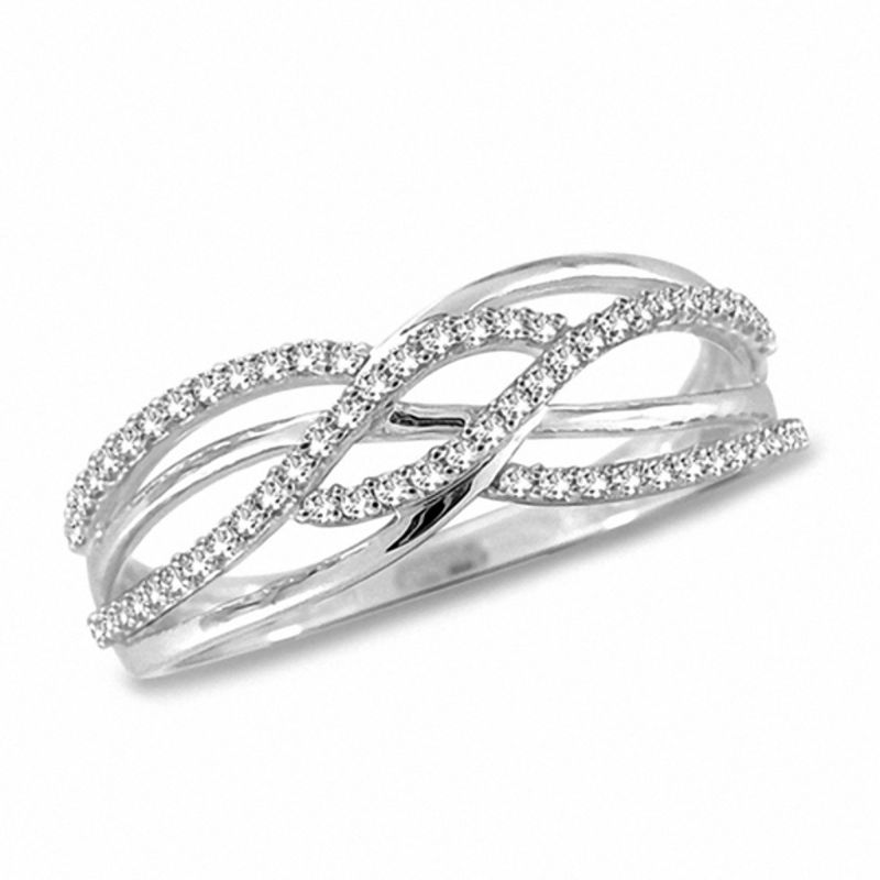 1/5 CT. T.W. Diamond Split Waves Ring in 10K White Gold