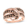1 CT. T.W. Champagne and White Diamond Double Row Intertwining Band in 10K Rose Gold