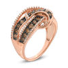 1 CT. T.W. Champagne and White Diamond Double Row Intertwining Band in 10K Rose Gold