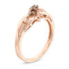 Thumbnail Image 1 of 1/5 CT. T.W. Enhanced Cognac and White Diamond Three Stone Bypass Ring in 10K Rose Gold