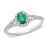 Oval Emerald and 1/6 CT. T.W. Diamond Frame Ring in 10K White Gold