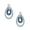 Thumbnail Image 0 of Blue Topaz and Enhanced Blue Diamond Accent Double Teardrop Earrings in Sterling Silver