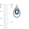 Thumbnail Image 1 of Blue Topaz and Enhanced Blue Diamond Accent Double Teardrop Earrings in Sterling Silver