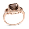 Thumbnail Image 1 of 8.0mm Cushion-Cut Smoky Quartz and 1/8 CT. T.W. Diamond Ring in 10K Rose Gold