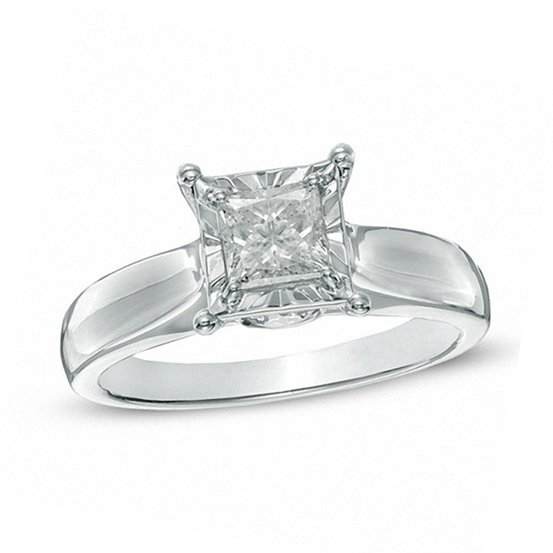 Main Image 1 of 1 CT. T.W. Princess-Cut Diamond Engagement Ring in 14K White Gold (J/I3)