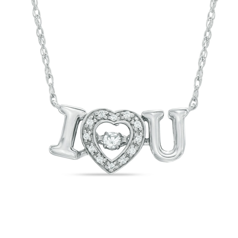 1/10 CT. T.W. Diamond "I Heart U" Necklace in Sterling Silver
