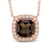 Thumbnail Image 1 of 10.0mm Cushion-Cut Smoky Quartz and Lab-Created White Sapphire Necklace in Sterling Silver with 18K Rose Gold Plate