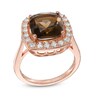 Thumbnail Image 1 of Cushion-Cut Smoky Quartz and Lab-Created White Sapphire Frame Ring in Sterling Silver with 18K Rose Gold Plate