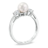 Thumbnail Image 1 of 6.5 - 7.0mm Cultured Freshwater Pearl and Lab-Created White Sapphire Four-Piece Set in Sterling Silver - Size 7
